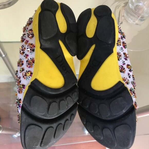 DIOR Vintage Fusion Embellished Beaded Floral Sneakers Shoe Slides Leather Mesh - Picture 8 of 13